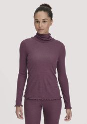 hessnatur Damen Longsleeve mit Rollkragen WARM TOUCH aus Bio-Merinowolle und TENCEL™ Lyocell - lila Grösse34
