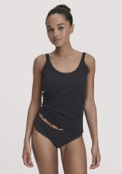hessnatur Damen Panty Regular Cut COTTON FEEL LACE aus Bio-Baumwolle - schwarz Grösse38