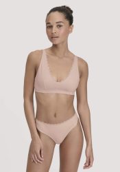 hessnatur Damen Bustier COTTON FEEL LACE aus Bio-Baumwolle - rosa Grösse38