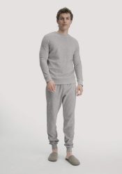 hessnatur Herren Frottee Schlafshirt PURE COTTON aus Bio-Baumwolle - grau Grösse50