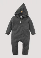 hessnatur Baby Fleece Overall aus Bio-Baumwolle - grau Grösse74/80
