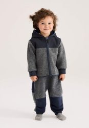 hessnatur Baby Wollwalk Latzhose aus Bio-Merinowolle mit Nature Shell - grau Grösse74/80