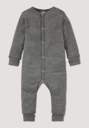 hessnatur Baby Schlafoverall aus Bio-Baumwolle mit Bio-Merinowolle und Seide - grau Grösse98/104