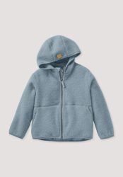 hessnatur Kinder Wollfleece Jacke aus Bio-Merinowolle - blau Grösse134/140