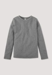 hessnatur Kinder Rib Shirt aus Bio-Baumwolle - grau Grösse134/140