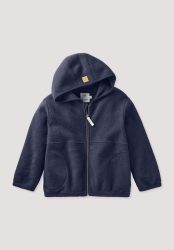 hessnatur Kinder Fleece Jacke Regular aus Bio-Baumwolle - blau Grösse134/140