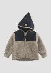 hessnatur Baby Wollwalk Jacke aus Bio-Merinowolle mit Softshell - grau Grösse86/92