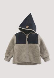 hessnatur Baby Wollwalk Jacke aus Bio-Merinowolle mit Softshell - grau Grösse74/80
