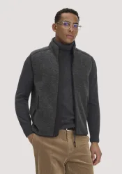hessnatur Herren Wollfleece Weste Regular aus Bio-Merinowolle - grau Grösse46
