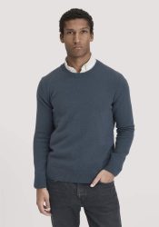 hessnatur Herren Strick Pullover Regular aus Bio-Merinowolle mit Bio-Baumwolle - blau GrösseS