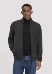 hessnatur Herren Strick Jacke Regular aus Bio-Merinowolle mit Bio-Baumwolle - grau - Größe XL