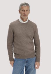 hessnatur Herren Strick Pullover Regular aus Bio-Merinowolle mit Bio-Baumwolle - braun GrösseL