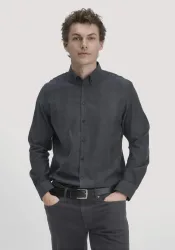 hessnatur Herren Flanell Hemd Regular aus Bio-Baumwolle mit TENCEL™ Lyocell - grau GrösseXXL (45/46)
