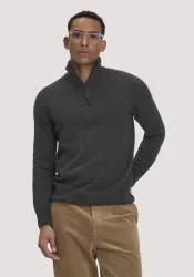 hessnatur Herren Strick Troyer Regular aus Bio-Merinowolle mit Bio-Baumwolle - grau GrösseS