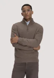 hessnatur Herren Strick Troyer Regular aus Bio-Merinowolle mit Bio-Baumwolle - braun GrösseS