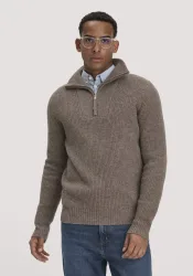 hessnatur Herren Strick Troyer Regular aus Yak- und Schurwolle - beige - Größe XXL