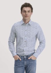 hessnatur Herren Print Hemd Regular aus Bio-Baumwolle - weiß GrösseXXL (45/46)