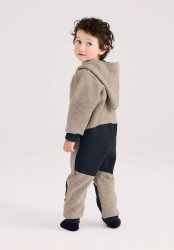 hessnatur Baby Wollwalk Overall aus Bio-Merinowolle mit Softshell - grau Grösse86/92