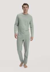 hessnatur Herren Pyjama PURE COTTON aus Bio-Baumwolle - grün Grösse48