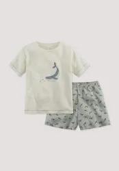 hessnatur Kinder Pyjama Regular aus Bio-Baumwolle - grau Grösse134/140