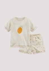 hessnatur Kinder Pyjama Regular aus Bio-Baumwolle - orange Grösse122/128