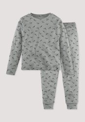 hessnatur Kinder Pyjama aus Bio-Baumwolle - grau Grösse122/128