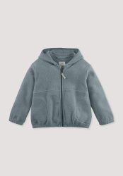 hessnatur Kinder Fleece Jacke Regular aus Bio-Baumwolle - blau Grösse146/152