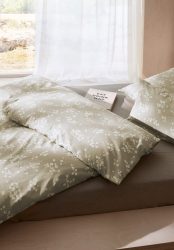 hessnatur Renforcé Bettwäsche Set HANAMI aus Bio-Baumwolle - grün Grösse155x220 / 80x80 cm