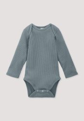 hessnatur Baby Body Langarm aus Bio-Baumwolle mit Bio-Merinowolle - blau Grösse50/56