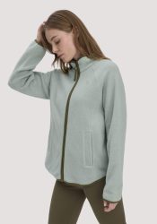 hessnatur Loungewear Fleece Jacke Relaxed ACTIVE LIGHT aus Bio-Baumwolle - grün GrösseS