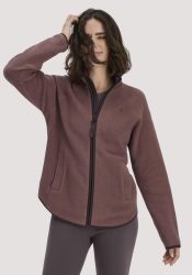 hessnatur Loungewear Fleece Jacke Relaxed ACTIVE LIGHT aus Bio-Baumwolle - braun GrösseS