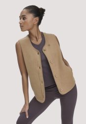 hessnatur Loungewear Fleece Weste Relaxed ACTIVE LIGHT aus Bio-Baumwolle - braun GrösseXXL