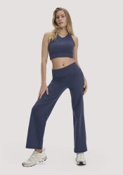 hessnatur Loungewear Hose Wide Leg ACTIVE COMFORT aus Bio-Baumwolle - blau GrösseM