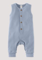 hessnatur Baby Piqué Strampler aus Bio-Baumwolle - blau Grösse50/56