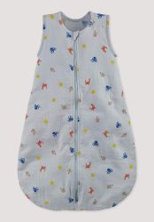 hessnatur Baby Musselin Schlafsack aus Bio-Baumwolle - blau Grösse90cm