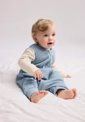 hessnatur Baby Piqué Schlafsack aus Bio-Baumwolle - blau - Größe 80
