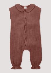 hessnatur Baby Musselin Strampler aus Bio-Baumwolle - braun Grösse62/68