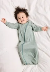hessnatur Baby Light Slub Jersey Schlafsack aus Bio-Baumwolle - grün Grösse110cm