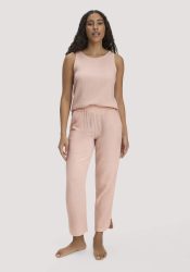 hessnatur Damen Musselin Schlafhose Regular PURE COMFORT aus Bio-Baumwolle - rosa Grösse34