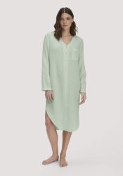 hessnatur Damen Musselin Nachthemd Relaxed PURE COMFORT aus Bio Baumwolle - grün Grösse48