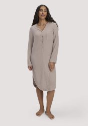 hessnatur Damen Musselin Nachthemd Relaxed PURE COMFORT aus Bio Baumwolle - beige Grösse36