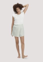hessnatur Damen Schlafshorts PURE COTTON aus Bio-Baumwolle - grün Grösse48