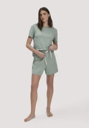 hessnatur Damen Pyjama PURE NATURE aus Bio-Baumwolle - grün Grösse44