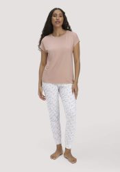 hessnatur Damen Schlafhose PURE COTTON aus Bio-Baumwolle - rosa Grösse40