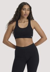 hessnatur Damen Bustier Racerback SOFT RIB aus Bio-Baumwolle - schwarz Grösse34