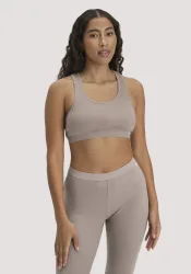 hessnatur Damen Bustier Racerback SOFT RIB aus Bio-Baumwolle - beige Grösse34