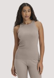 hessnatur Damen High-Neck Ribtop SOFT RIB aus Bio-Baumwolle - beige Grösse48