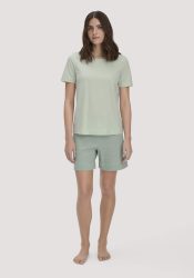 hessnatur Damen Pyjama PURE COTTON aus Bio-Baumwolle - grün Grösse36