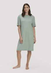 hessnatur Damen Nachthemd PURE COTTON aus Bio-Baumwolle - grün Grösse40