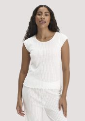 hessnatur Damen Pointelle Schlafshirt PURE COTTON aus Bio-Baumwolle - weiß Grösse38